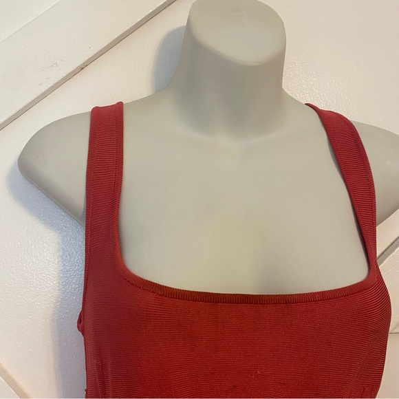 Herve Leger Corset Seam Square Neck Knit Bandage Mini Dress Pink Sz S - Picture 4 of 11